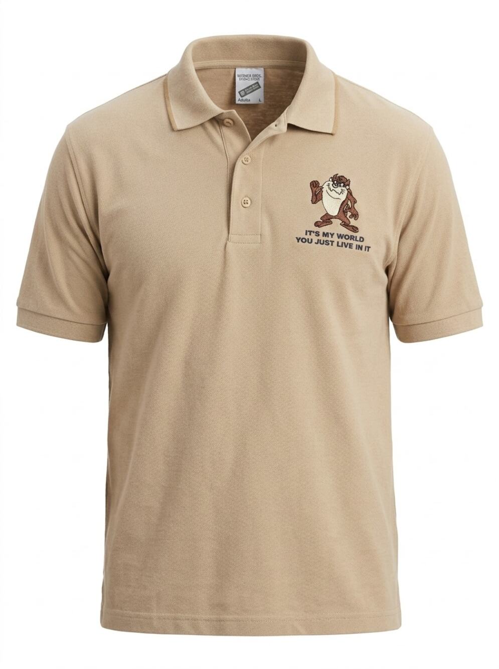 Vintage Warner Bros. Studio Store Graphic Print Embroidered Polo Men Size L
